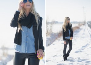 barefoot blonde winter fashion