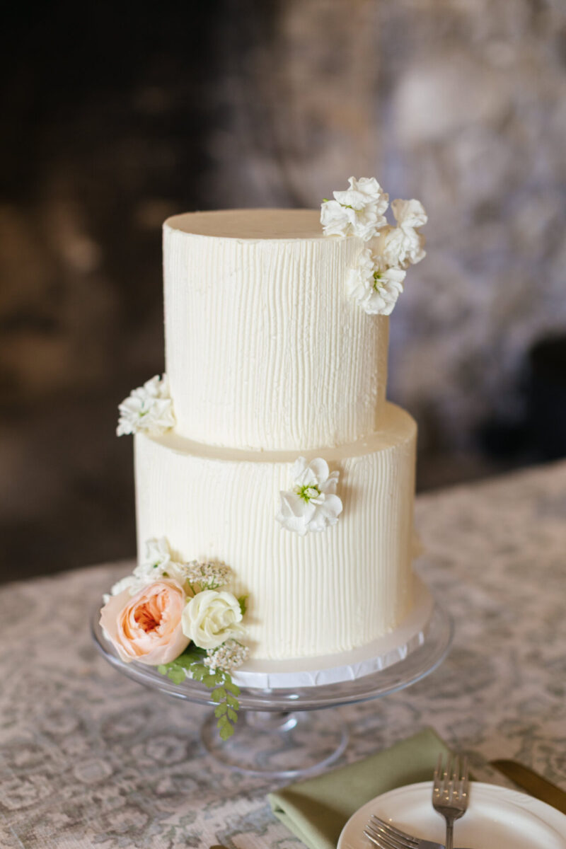Close-up of wedding cake edited with Lightroom presets for wedding photographers