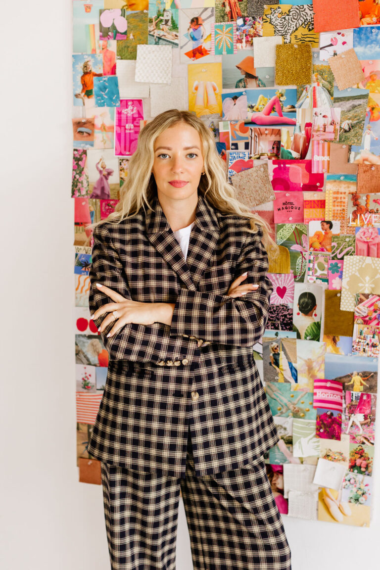 A strong female founder CEO head shot photography in studio