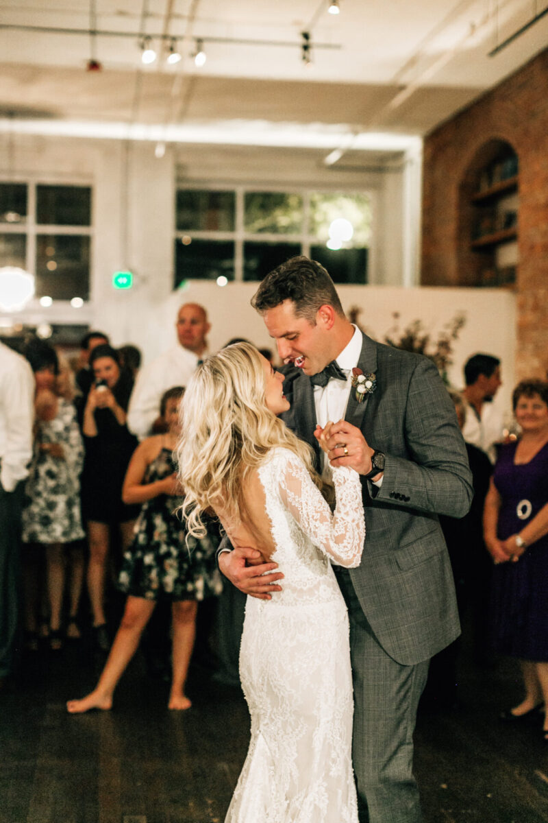 Candid wedding dance floor photo enhanced with Lightroom presets for wedding photographers in Seattle