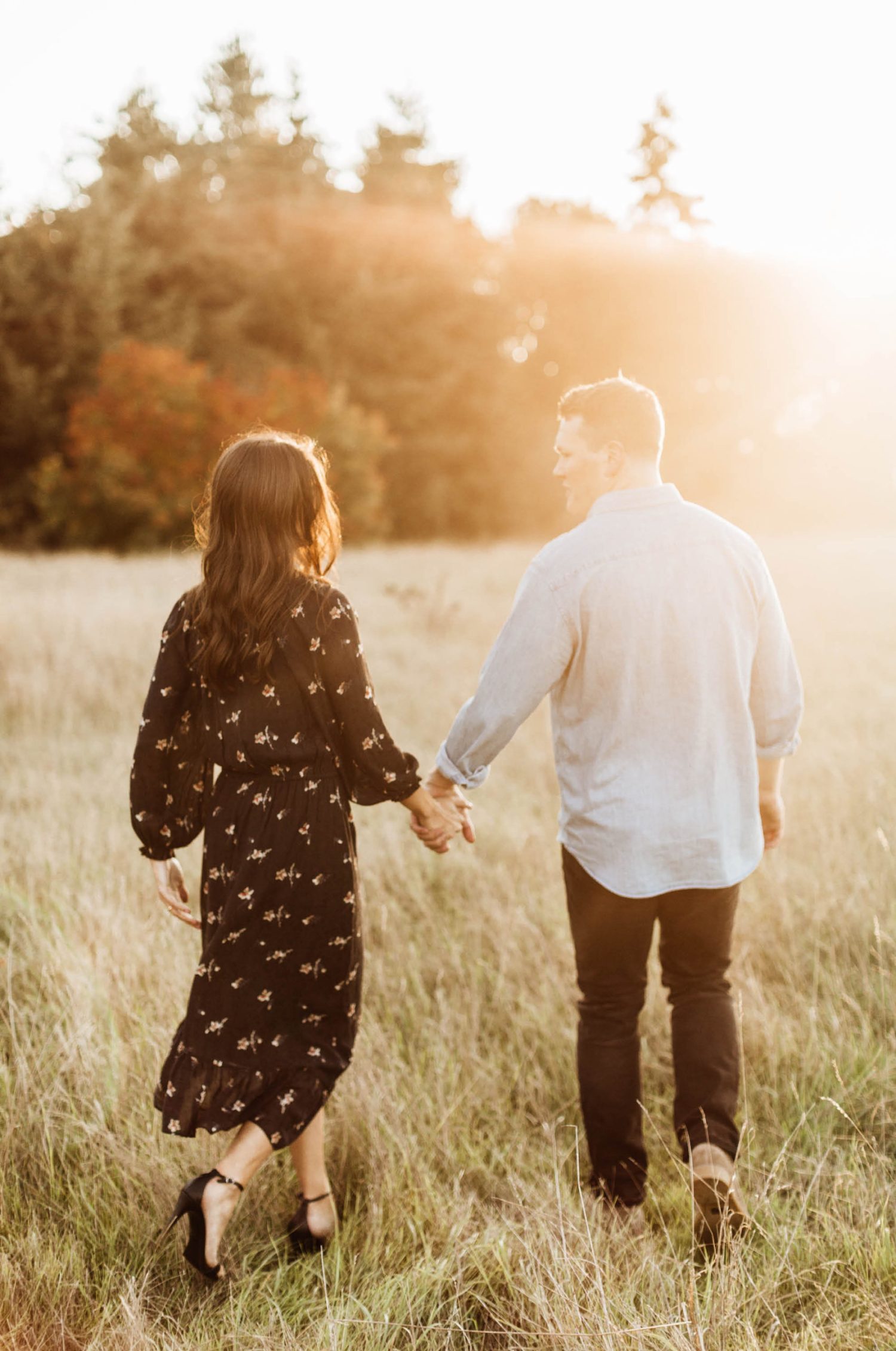 Engagement session at discovery park at golden hour in seattle